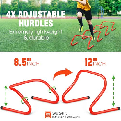 X-UMEUS Agility Ladder Speed Training Equipment Set-20ft Agility Ladder,12 Soccer Cones,4 Hurdles, Jump Rope, Running Parachute| Basketball Football Soccer Training Equipment for Kids Youth Adults - color: yellow