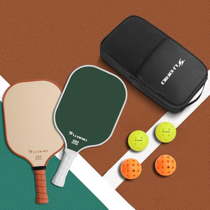 Pickleball Paddles Set of 2 Paddles 4 Balls and 1 Bag Pickleball Set 16MM Fiberglass Pickleball Paddle for Men Women, Pickleball Gifts for Women/Men Friends Family Lovers