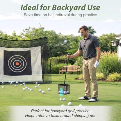 SAPLIZE Golf Ball Picker Upper, Turf-Friendly Design, No Bending Over, Quickly Collects Multiple Balls, Large-Capacity Ball Holder, Great for Backyard Practice & Training