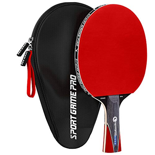 Ping Pong Paddle with Killer Spin + Case for Free - Professional Table Tennis Racket for Beginner and Advanced Players - Improve Your Ping Pong Skills with JT Ping Pong Paddle Set - color: red