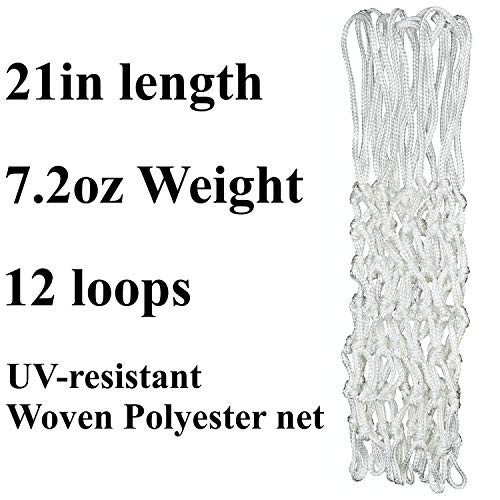 Heavy Duty Basketball Net Replacement All Weather Anti Whip White Color Fits Standard Indoor or Outdoor 12 Loops Rim