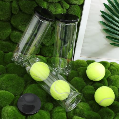 3Pcs Tennis Ball Holder Portable Multi-Function Storage Bottle for Tennis Balls Transparent Container with Lid Wear-Resistant