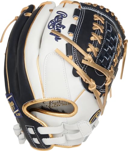 Rawlings | Liberty Advanced Color Series Fastpitch Softball Glove - color: White / Navy / Gold | X-Laced Basket Web, size: 12.5" | Utility
