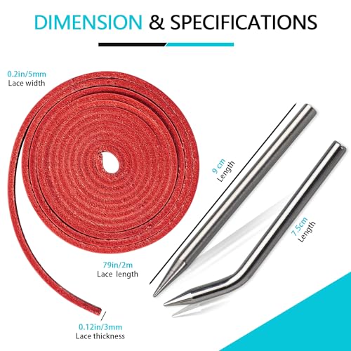 Baseball Glove Lace, Mitt Lace Repair Kit Softball 2 Leather Laces and 2 Lacing Needles for Catcher's Glove - color: Red