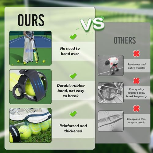 Hikeen Durable Tennis Ball Pick up Tube with 6/12 Tennis Balls,Quick Pickup & Storage Tennis Ball Tube with Shoulder Strap for Tennis Accessories - Includes 6/12 Balls - style: with 6 Tennis Balls