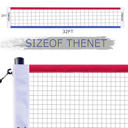 2025 Upgraded Portable Outdoor Volleyball Net Set with Adjustable Height Aluminum Poles, Volleyball Net for Backyard, Anti-Sag Design, Portable Volleyball Net for Backyard,Grass and Beach
