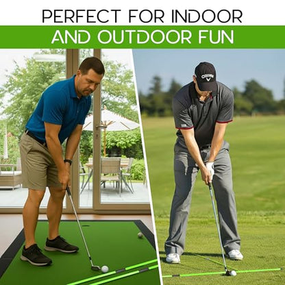 Collapsible Golf Alignment Sticks | 48 Inches Golf Trainer Stick Set for Aiming/Putting/Posturing | Fiberglass Rods for Practice | Portable Super Stroke Alignment Sticks with PVC Tube Case