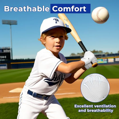 AIGEVTURE Baseball Bating Gloves Adult Youth Baseball Softball Batting Gloves Adult Kids Boys Girls - color: White, size: Kids X-Small
