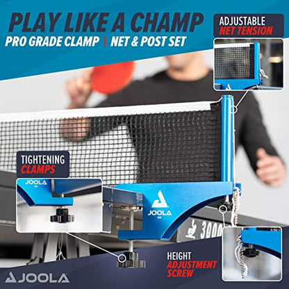 JOOLA Professional Grade WX Aluminum Indoor & Outdoor Table Tennis Net and Post Set - Quick Setup - 72in Regulation Ping Pong Net - Reinforced Cotton Blend with Adjustable Tensioning System