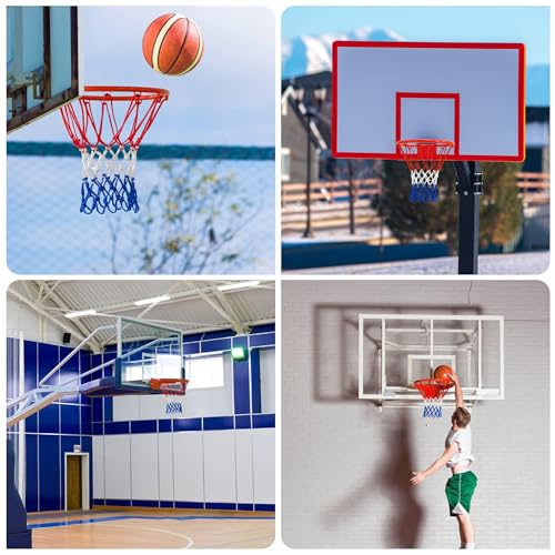 Basketball Net Outdoor, 2025 Upgrade All Weather Anti Whip Basketball Net Replacement -12 Loops - style: Red White Blue