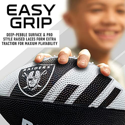 Franklin Sports NFL Team Footballs - Rubber Youth Mini Balls for All Teams - Kids 8.5" Football + Air Pump Sets - Official NFL Licensed - style: Las Vegas Raiders