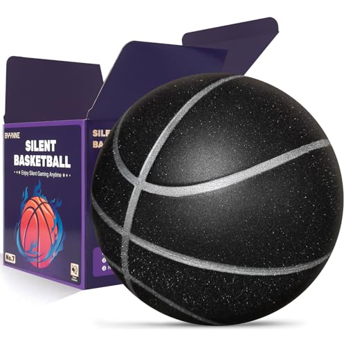 Silent Basketball Size 7 (29.5") – Noiseless Indoor Basketball for Quiet Dribbling and Indoor Training, Pro Grooved Airless PU Foam Basketball – Real Feel Higher Bounce Quieter - color: Black