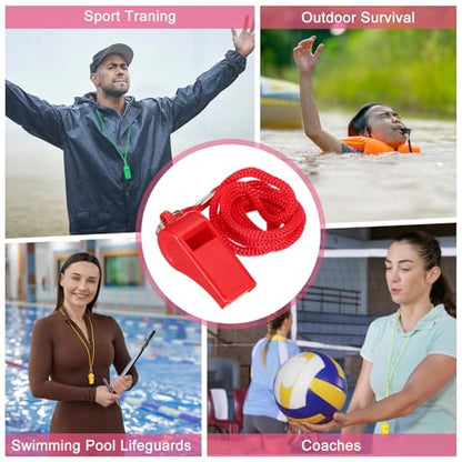 Whistles with Lanyard, Training Sports -Fitting for (Coaches/Referee/Outsides/Team Events) - color: Black,Red,Yellow