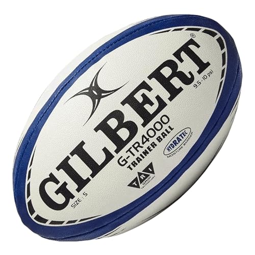 Gilbert G-TR4000 Rugby Training Ball – Hand Stitched with Patented Triangular Grip – Durable 3-Ply Waterproof Surface for College & Club Practice - color: Navy, size: 4