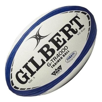 Gilbert G-TR4000 Rugby Training Ball – Hand Stitched with Patented Triangular Grip – Durable 3-Ply Waterproof Surface for College & Club Practice - color: Navy, size: 4