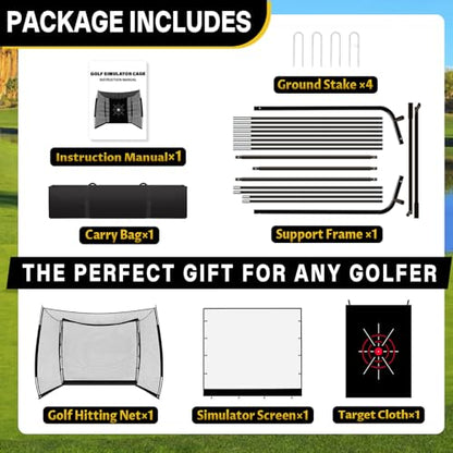 Golf Net with Impact Screen, 11x8FT Spacious Golf Practice Net for Backyard, Heavy Duty Hitting Cage for Swing Driving, Home Garage Indoor Outdoor