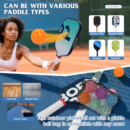 Pickleball Balls 6 Pack | 12 Pack- 40 Holes Outdoor Pickleball with Bag, Perfectly Balanced, High Bounce, Crack-Resistance，USAPA Standard - Multiple Colors