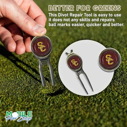 Divot Repair Tool Removable Magnetic Ball Marker-Best Divot Fixer - style: SOUTHERN CALIFORNIA TROJANS