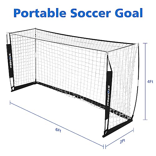 Storgem Soccer Goal,Soccer Net,Soccer Goals for Backyard,with Bow Frame,Collapsible Metal Base and 15 Training Cones