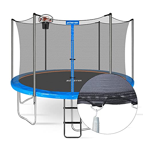 Trampoline Replacement Safety Enclosure Net for 6 Straight Poles Round Frame Trampolines, Breathable and Weather-Resistant Trampoline Net with Adjustable Straps (Net Only)