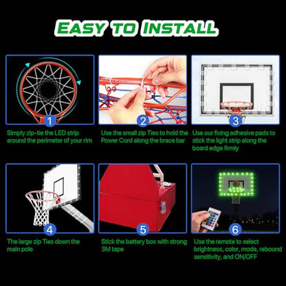 Waybelive LED Basketball Hoop Lights, Remote Control Basketball Rim LED Light, 16 Color Change by Yourself, Waterproof, Super Bright to Play at Night Outdoors, Good Gift for Kids - style: LED Basketball Rim&Backboard Light