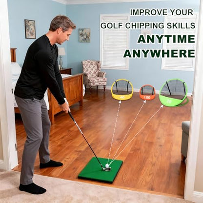 Golf Chipping Net Pop-Up Practice Nets with 3 Targets for Indoor Outdoor Backyard Golf Training Game