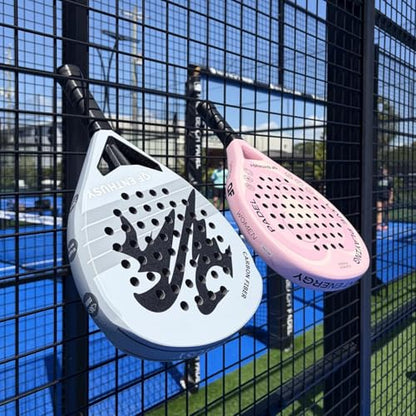 Padel Racket, Carbon Fiber Surface Padel Racquet, Lightweight, Ideal for Training/Matches - color: Pink