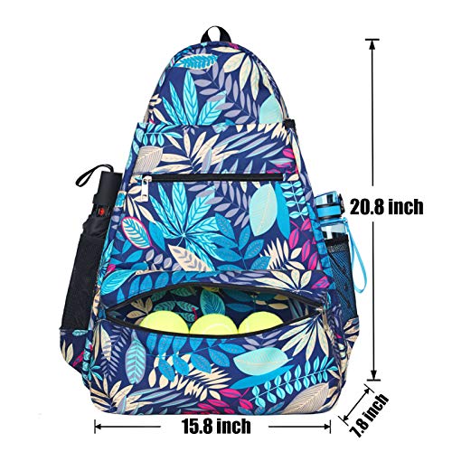 ACOSEN Tennis Bag Tennis Backpack - Large Tennis Bags for Women and Men to Hold Tennis Racket,Pickleball Paddles, Badminton Racquet, Squash Racquet,Balls and Other Accessories - color: Green Floral