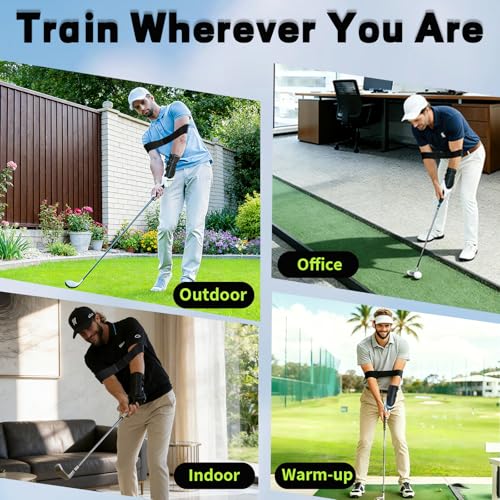 Golf Wrist Training Aid Kit with Wrist Brace & Arm Band, Durable & Comfortable Swing Trainer to Keep Arms Connected & Stabilize Wrist, Improve Swing Consistency for Beginners & Practice