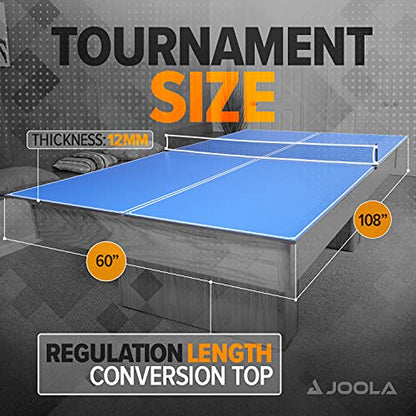 JOOLA Ping Pong Conversion Top with Net Set for Billiard and Pool Tables - Regulation Top Converts Billiards into Ping Pong Table - Includes Foam Padding for Protection - Steel Frame Option - color: Foldable