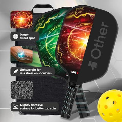 Pickleball Paddles Set of 2 - USAPA Approved Fiberglass Surface - Pickle Ball Rackets 2 Pack - Pickle Ball Set with 2 Rackets, 4 Pickle Balls, 1 Pickleball Bag - Great for Men, Women, Kids or Adult