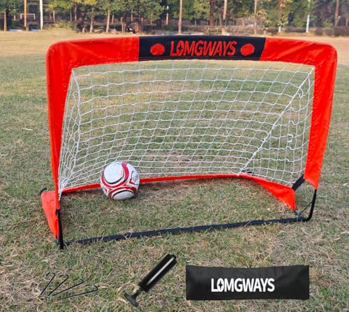 LOMGWAYS Soccer Goal – Foldable Frame Net for Kids + Youth – Indoor + Outdoor Soccer Goal with Carry Bag – Easy Set up – Multiple Sizes for Practice & Games