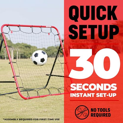 Soccer Rebound Net Rebounder | Skill Training Gifts, Aids & Equipment for Kids Teens & All Ages - Kick-Back/Portable, Adjustable Angles