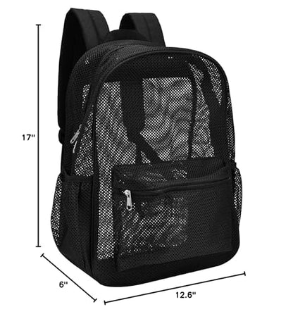 Oraben Duty Mesh Backpack with Rain Cover Ventilated Swim & Gym Bag college mesh backpack See Through Backpacks (Black) - color: Black