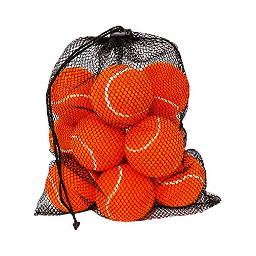 URBEST Tennis Ball 12 Packs Training Tennis Balls Practice Balls for Novice Player, Pet Dog Playing Balls with Mesh Carry Bag - color: Orange