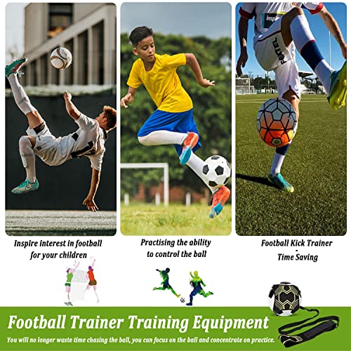 Football Kick Trainer, Soccer/Volleyball/Rugby Trainer Hands-Free Adjustable Solo Soccer Practice Aid Throw Training Equipment for Kids Adults Ball Sizes 3, 4, 5 - color: 4 Straps