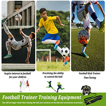 Football Kick Trainer, Soccer/Volleyball/Rugby Trainer Hands-Free Adjustable Solo Soccer Practice Aid Throw Training Equipment for Kids Adults Ball Sizes 3, 4, 5 - color: 4 Straps