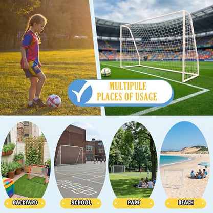 EGREE Portable Soccer Goal for Backyard - 12x6FT/8x6FT/6x4FT Heavy Duty Football Net Goals for Adults & Youth Training, Outdoor PVC Soccer Goal Post with Weatherproof UPVC Frame & Ground Stakes, White - size: 12FTX6FT