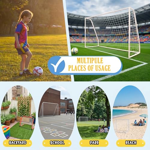 EGREE Portable Soccer Goal for Backyard - 12x6FT/8x6FT/6x4FT Heavy Duty Football Net Goals for Adults & Youth Training, Outdoor PVC Soccer Goal Post with Weatherproof UPVC Frame & Ground Stakes, White