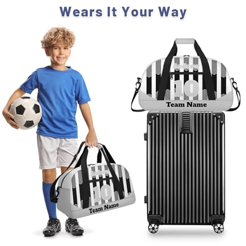 Basketball Soccer Gifts for Boys Girls - Custom Sports Duffle Bag, Personalized Name & Team Bag, Water-Resistant Gym Bag for Basketball, Soccer, Volleyball | Y-Black Grey - color: Y-Black Grey
