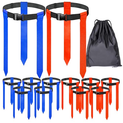 16 Sets Flag Football Belts, Adjustable Flag Football Set, Flag Football Flags Training Set Include Cones - color: 10 Sets Flag Football Belts