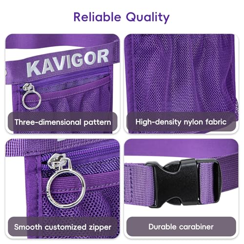 KAVIGOR Pickleball & Tennis Ball Holder Waist Pouch Holds 3-4 Balls, Multi-Functional Sports Belt Bag with Zipper Pocket and Carabiner - color: Purple