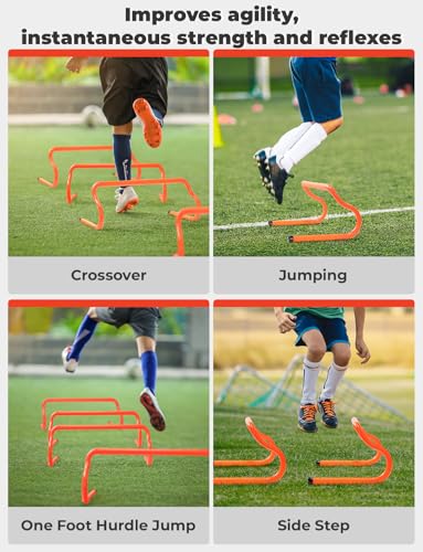 GHB Agility Hurdles 8" Speed Agility Training Hurdles, Detachable Sturdy Hurdles Training Equipment Set with Carry Bag for Kids,Athletes,Soccer,Basketball - size: 5 Pack