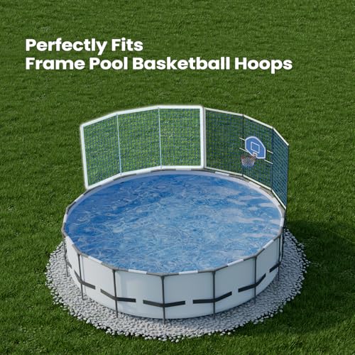 ECOPOOLTECH Pool Basketball Hoop Backstop Net – 59 x 110 Inches, 3 Section Protection Net for Round Above Ground Frame Pool only. - color: Off‑white