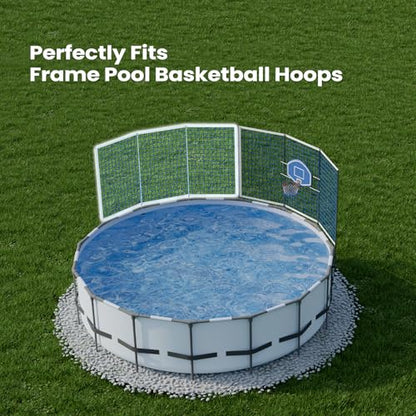 ECOPOOLTECH Pool Basketball Hoop Backstop Net – 59 x 110 Inches, 3 Section Protection Net for Round Above Ground Frame Pool only. - color: Off‑white