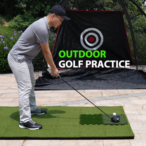 GAIARENA Tri-Turf Golf Hitting Mat Premium Indoor/Outdoor/Backyard Golfing Practice Mat for Home Golf Simulators, Thick EVA Foam Base & Tri-Turf Tiles Rough Driving Course Grass, Gift for Avid Golfers - size: 75.6"*45.6"