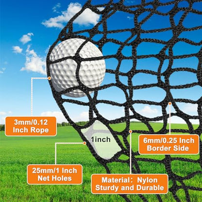Nylon Golf Net 10-50ft - Practice Hitting Net With Rope and Carabiners, Durable Weatherproof Barrier for Baseball, Hockey, Soccer - size: Black 10X30ft