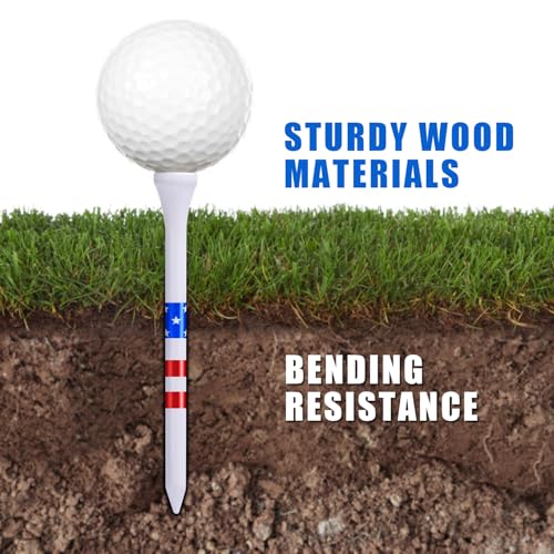 Premium Golf Tees Choose Between 200 Count or 120 Count, Professional Marking System Golf Tees 3-1/4 Inch, Reduce Friction Side Spin More Stable Golf Tees - color: 100 Pack Wood Tees - USA