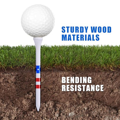 Premium Golf Tees Choose Between 200 Count or 120 Count, Professional Marking System Golf Tees 3-1/4 Inch, Reduce Friction Side Spin More Stable Golf Tees - color: 100 Pack Wood Tees - USA