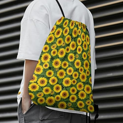 Theft Proof Drawstring Backpack Cinch Sack Water Resistant for Travel Camping Sports Equipment Men Women, Seed Sunflower Bags - color: Picture (640)